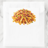 Sticker Rectangulaire Frites Chargées Au Fromage Et Au Bacon (Sac)