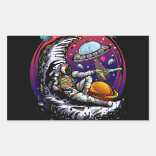 Sticker Rectangulaire Fromage Space Moon