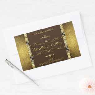 Sticker Rectangulaire Frontières Brown foncé et Parties scintillant or É