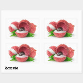 Sticker Rectangulaire Fruits de litchee coupés (Feuille)