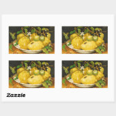 STICKER RECTANGULAIRE FRUITS DE SAISON LÉMONS ET FLEURS BLANCHES (Feuille)