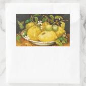 STICKER RECTANGULAIRE FRUITS DE SAISON LÉMONS ET FLEURS BLANCHES (Sac)