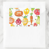 Sticker Rectangulaire Fruits et légumes avec visage (Sac)