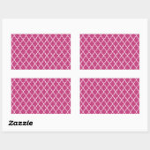 Sticker Rectangulaire Fuchsia Magenta Et White Marocain Trellis Motif (Feuille)