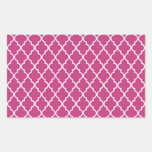 Sticker Rectangulaire Fuchsia Magenta Et White Marocain Trellis Motif (Devant)