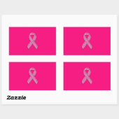 Sticker Rectangulaire Fuchsia Parties scintillant Style Pink Ribbon Sens (Feuille)