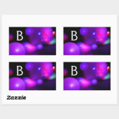 STICKER RECTANGULAIRE FUCHSIE ROSE PURPLE NOIR FRACTAL BUBBLES MONOGRAMM (Feuille)