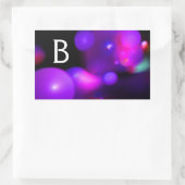 STICKER RECTANGULAIRE FUCHSIE ROSE PURPLE NOIR FRACTAL BUBBLES MONOGRAMM (Sac)