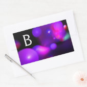 STICKER RECTANGULAIRE FUCHSIE ROSE PURPLE NOIR FRACTAL BUBBLES MONOGRAMM (Enveloppe)