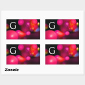 STICKER RECTANGULAIRE FUCHSIE ROSE PURPLE NOIR FRACTAL BUBBLES MONOGRAMM (Feuille)