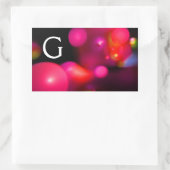 STICKER RECTANGULAIRE FUCHSIE ROSE PURPLE NOIR FRACTAL BUBBLES MONOGRAMM (Sac)