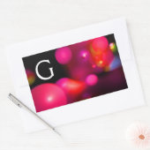 STICKER RECTANGULAIRE FUCHSIE ROSE PURPLE NOIR FRACTAL BUBBLES MONOGRAMM (Enveloppe)
