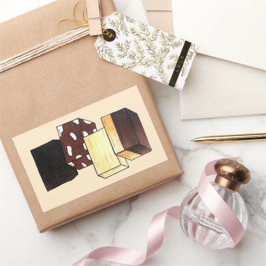 Sticker Rectangulaire Fudge Stack Confection Confection Sucres de confis (Cadeaux)