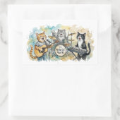 Sticker Rectangulaire Fun Cat Band Music Piano Drums Keyboard (Sac)