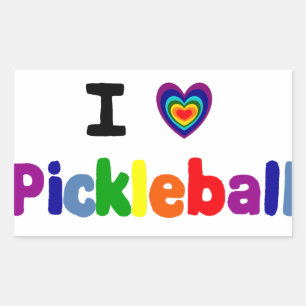 Sticker Rectangulaire Fun Colorful Pickleball Lettres Art
