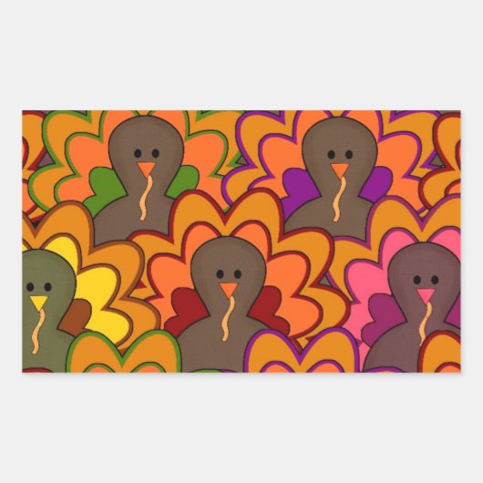 Sticker Rectangulaire Fun Colorful Thanksgiving (Devant)