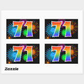 Sticker Rectangulaire Fun Fireworks + Rainbow Motif "71" Numéro d'événem (Feuille)