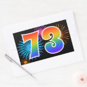 Sticker Rectangulaire Fun Fireworks + Rainbow Motif "73" Numéro d'événem (Enveloppe)