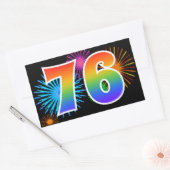 Sticker Rectangulaire Fun Fireworks + Rainbow Motif "76" Numéro de l'évé (Enveloppe)