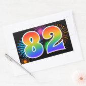 Sticker Rectangulaire Fun Fireworks + Rainbow Motif "82" Numéro d'événem (Enveloppe)