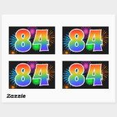 Sticker Rectangulaire Fun Fireworks + Rainbow Motif "84" Numéro de l'évé (Feuille)