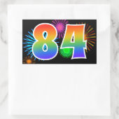 Sticker Rectangulaire Fun Fireworks + Rainbow Motif "84" Numéro de l'évé (Sac)
