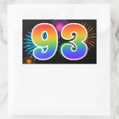 Sticker Rectangulaire Fun Fireworks + Rainbow Motif "93" Numéro de l'évé (Sac)