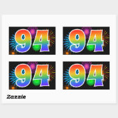 Sticker Rectangulaire Fun Fireworks + Rainbow Motif "94" Numéro de l'évé (Feuille)