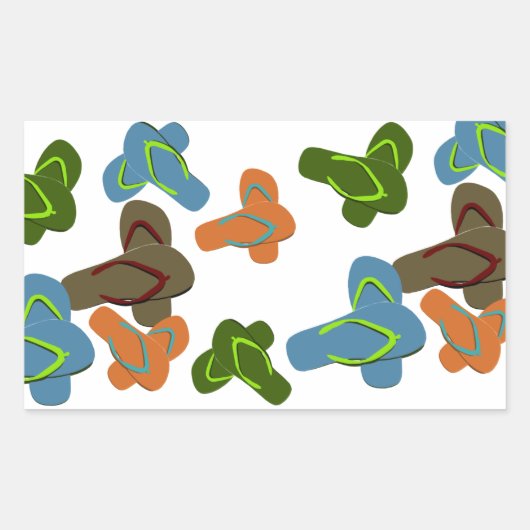 Sticker Rectangulaire Fun Fun Flip Flops été (Devant)