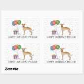 Sticker Rectangulaire Fun Grise Italien Cute Chien - Joyeux Anniversaire (Feuille)