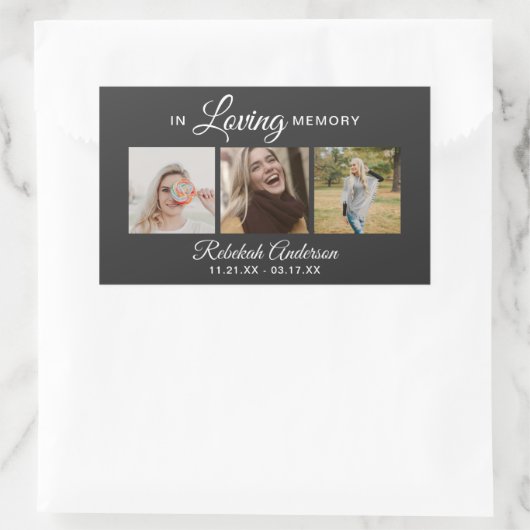Sticker rectangulaire funéraire 3 photo moderne (Sac)