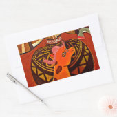 Sticker Rectangulaire Funny Elegant Giraffe Accessoré Style Africain (Enveloppe)
