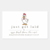 Sticker Rectangulaire Funny Just Got Laid Farm Coop Egg Carton Label (Devant)