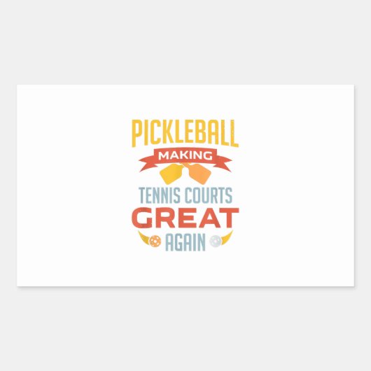 Sticker Rectangulaire funny pickleball making courts (Devant)