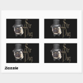 Sticker Rectangulaire Funny Top Hat Monocle Sir Carlin Chien (Feuille)