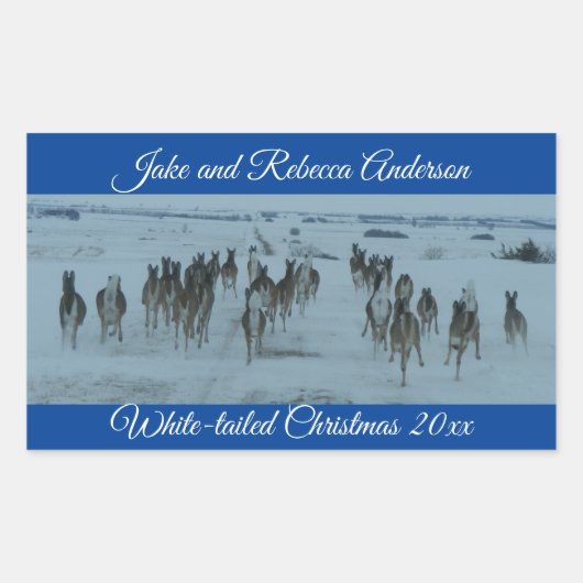 Sticker Rectangulaire Funny Whitetail Deer Christmas (Devant)