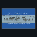 Sticker Rectangulaire Funny Whitetail Deer Christmas<br><div class="desc">Cette belle photo originale montre un troupeau de cerfs à queue blanche qui longe une route enneigée sur la prairie. Le texte dit : Je vous souhaite un Noël à queue blanche.</div>