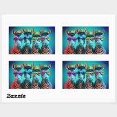 Sticker Rectangulaire Funny Zebras mignon Zoo Animaux Fête Casquettes Lu (Feuille)