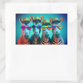 Sticker Rectangulaire Funny Zebras mignon Zoo Animaux Fête Casquettes Lu (Sac)