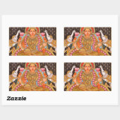 STICKER RECTANGULAIRE GAJA LAKSHMI INTRIQUE TANJORE PEINTURE {SOUTH IND (Feuille)