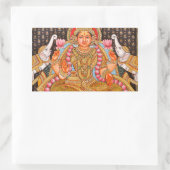 STICKER RECTANGULAIRE GAJA LAKSHMI INTRIQUE TANJORE PEINTURE {SOUTH IND (Sac)