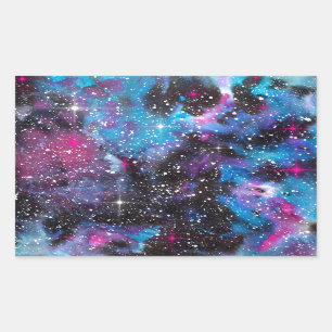 Sticker Rectangulaire Galaxie d'aquarelle d'art de l'espace