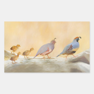 Sticker Rectangulaire Gambrel's Quail Painting Original Bird Art