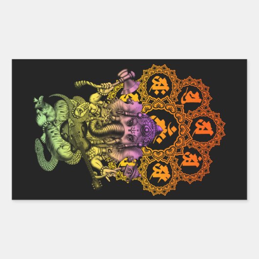 Sticker Rectangulaire Ganesha Guitar 01 (Devant)