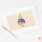 Sticker Rectangulaire Garçon 4e anniversaire, 4 sur Gâteau bleu doux (Enveloppe)