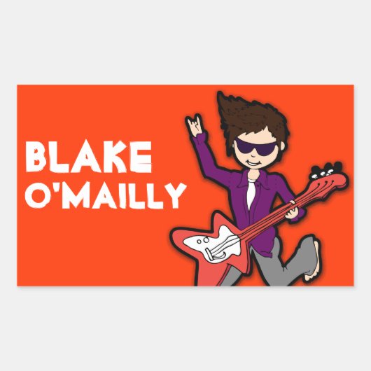 Sticker Rectangulaire Garçons rockstar nom cheveux foncé rouge id autoco (Devant)