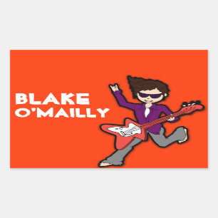 Sticker Rectangulaire Garçons rockstar nom cheveux foncé rouge id autoco