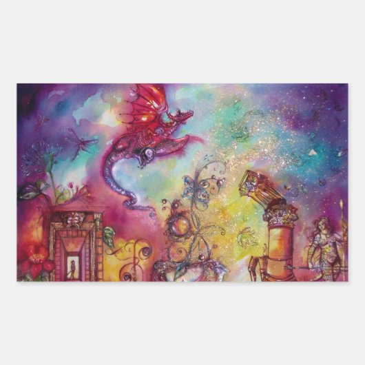 STICKER RECTANGULAIRE GARDEN OF THE LOST SHADOWS / FLYING RED DRAGON (Devant)