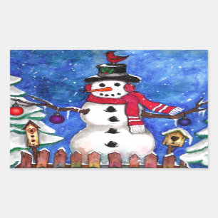 Sticker Rectangulaire Garden Snowman
