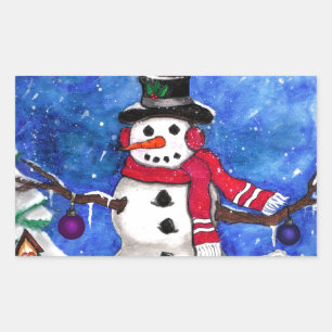Sticker Rectangulaire Garden Snowman